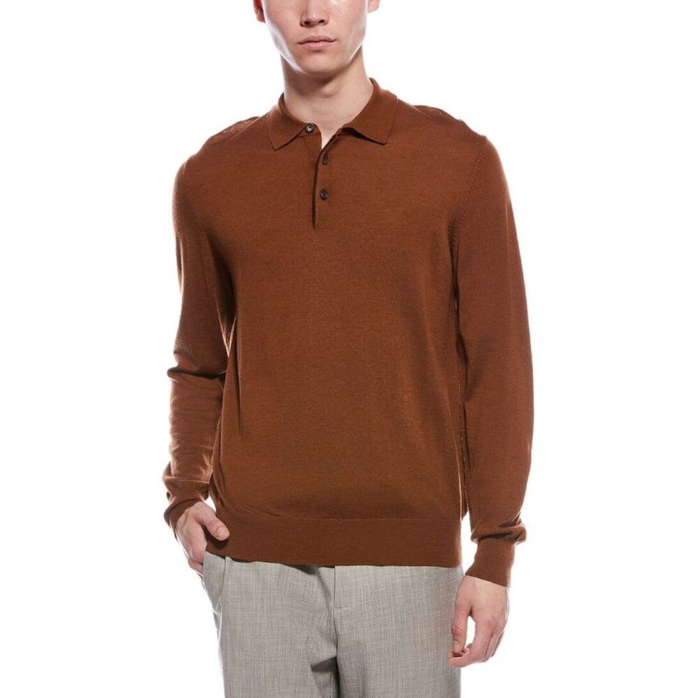 Bruno Magli Mens  Wool Polo Sweater, Brown